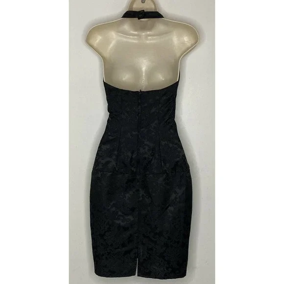 Jessica McClintock Gunne Sax Vintage 90’s Black Paisley Halter Dress Size 3/4 B4 - Picture 4 of 5